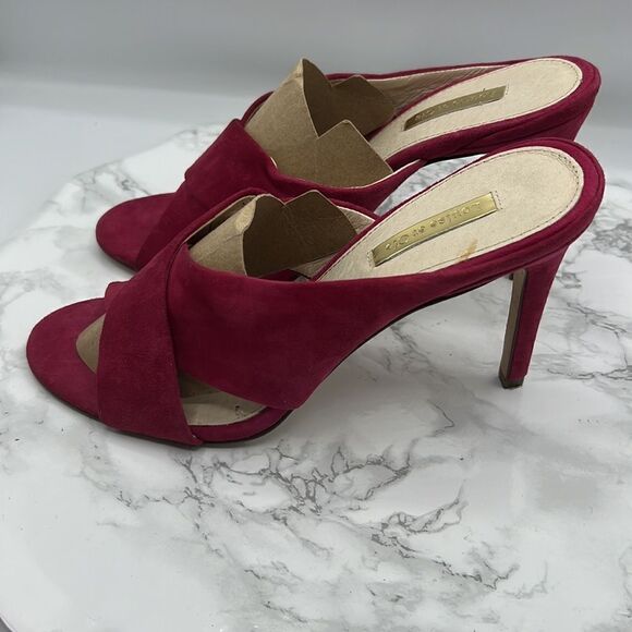 LOUISE ET CIE HOLLOWAY II Magenta Suede Slip On Strappy Pump-8M - Picture 6 of 8